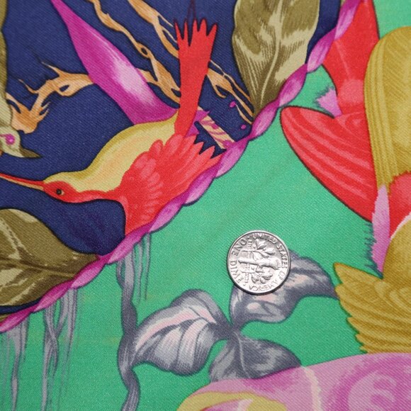 Auth Hermes "Tropiques" by Laurence Bourthoumieux silk scarf vtg Barely Used Con - Picture 12 of 12